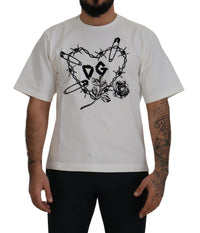 Thumbnail for Elegant White Heart Roses Crewneck Tee