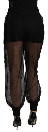 Thumbnail for Black See Through Jogger Polyester Pants