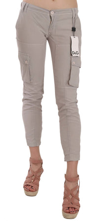 Thumbnail for Chic Khaki Cotton Blend Trousers