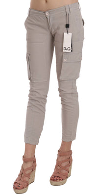 Thumbnail for Chic Khaki Cotton Blend Trousers