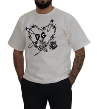 Thumbnail for Elegant White Heart Roses Crewneck Tee