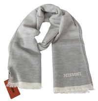 Thumbnail for Elegant Beige Wool Scarf with Embroidery Detail