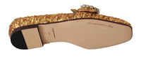 Thumbnail for Gold Sequin Crystal Flat Women Loafers Shoes