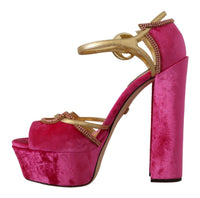Thumbnail for Ethereal Pink Velvet Crystal Sandals