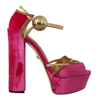 Thumbnail for Ethereal Pink Velvet Crystal Sandals