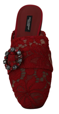 Thumbnail for Radiant Red Slide Flats with Crystal Embellishments