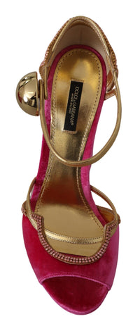 Thumbnail for Ethereal Pink Velvet Crystal Sandals