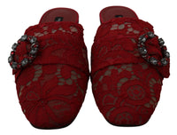 Thumbnail for Radiant Red Slide Flats with Crystal Embellishments