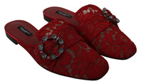 Thumbnail for Radiant Red Slide Flats with Crystal Embellishments