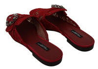 Thumbnail for Radiant Red Slide Flats with Crystal Embellishments