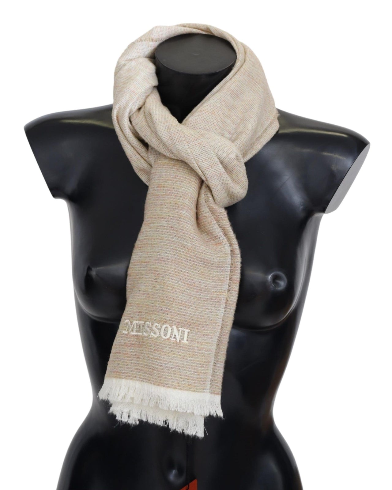 Elegant Multicolor Wool Scarf with Signature Design