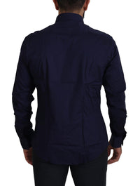 Thumbnail for Elegant Dark Blue Cotton Blend Dress Shirt