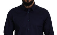 Thumbnail for Elegant Dark Blue Cotton Blend Dress Shirt