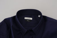Thumbnail for Elegant Dark Blue Cotton Blend Dress Shirt