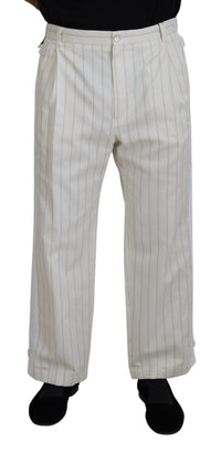 Thumbnail for White Cotton Striped Formal Pants