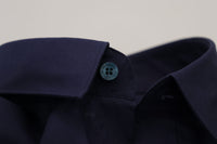 Thumbnail for Elegant Dark Blue Cotton Blend Dress Shirt