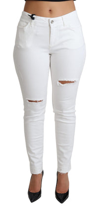 Thumbnail for Chic White Mid Waist Designer Jeans