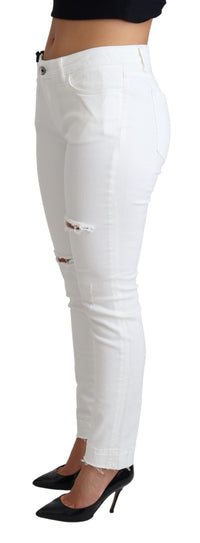 Thumbnail for Chic White Mid Waist Designer Jeans