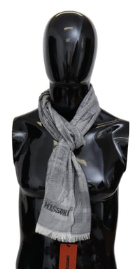 Thumbnail for Chic Unisex Gray Wool Scarf with Logo Embroidery