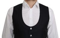 Thumbnail for Elegant Blue Silk-Blend Formal Vest