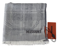 Thumbnail for Chic Unisex Gray Wool Scarf with Logo Embroidery