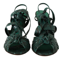 Thumbnail for Elegant Green Python Strappy Heels