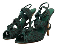 Thumbnail for Elegant Green Python Strappy Heels