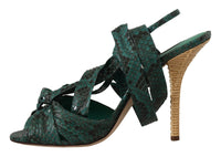 Thumbnail for Elegant Green Python Strappy Heels