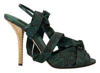 Thumbnail for Elegant Green Python Strappy Heels