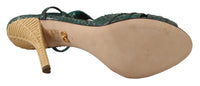 Thumbnail for Elegant Green Python Strappy Heels