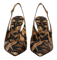 Thumbnail for Tiger Pattern Slingback Heels Pumps