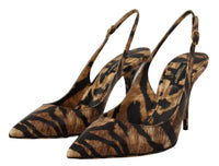 Thumbnail for Tiger Pattern Slingback Heels Pumps