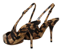 Thumbnail for Tiger Pattern Slingback Heels Pumps