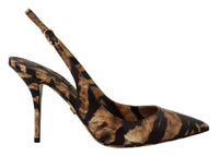 Thumbnail for Tiger Pattern Slingback Heels Pumps