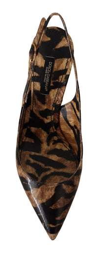 Thumbnail for Tiger Pattern Slingback Heels Pumps
