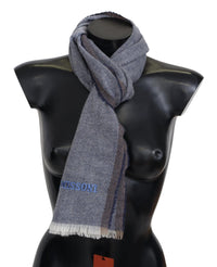 Thumbnail for Elegant Gray Wool Scarf with Stripes and Fringes