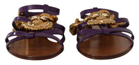 Thumbnail for Purple Leather Devotion Flats Sandals Shoes