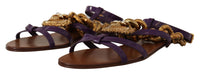 Thumbnail for Purple Leather Devotion Flats Sandals Shoes