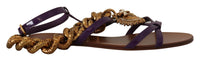 Thumbnail for Purple Leather Devotion Flats Sandals Shoes