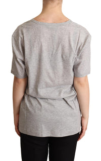 Thumbnail for Elegant Gray V-Neck Cotton Tee