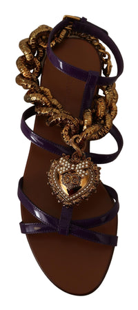 Thumbnail for Purple Leather Devotion Flats Sandals Shoes