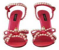 Thumbnail for Elegant Pink Pearl Embellished Heels Sandals