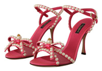 Thumbnail for Elegant Pink Pearl Embellished Heels Sandals
