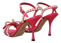 Thumbnail for Elegant Pink Pearl Embellished Heels Sandals