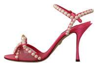 Thumbnail for Elegant Pink Pearl Embellished Heels Sandals