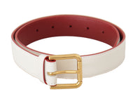 Thumbnail for Elegant White Leather Belt with Engraved Buckle