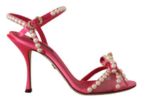 Thumbnail for Elegant Pink Pearl Embellished Heels Sandals