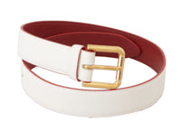 Thumbnail for Elegant White Leather Belt with Engraved Buckle