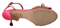 Thumbnail for Elegant Pink Pearl Embellished Heels Sandals