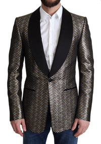 Thumbnail for Multicolor Metallic Jacquard Polyester Blazer Jacket